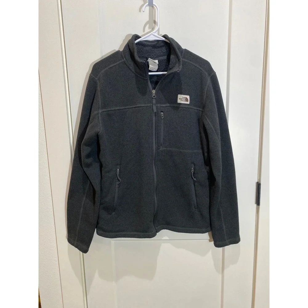 The North Face Gordon Lyons Full Zip Fleece Jacket Mens Medium Dark Gray Heather